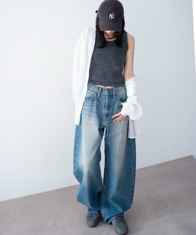 デニム中濃加工　モデル：159cm M着用