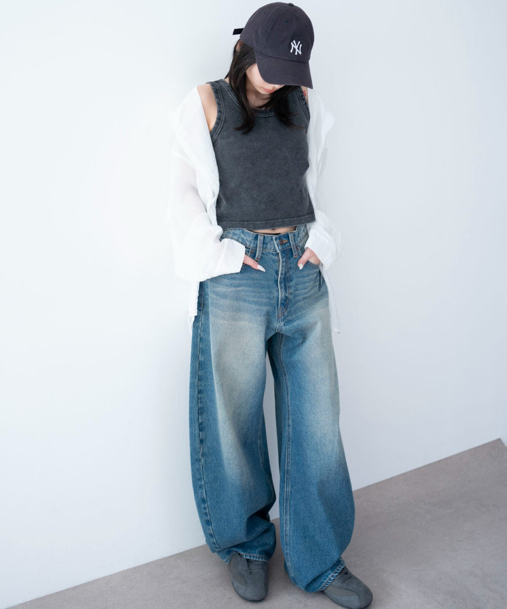 デニム中濃加工　モデル：159cm M着用