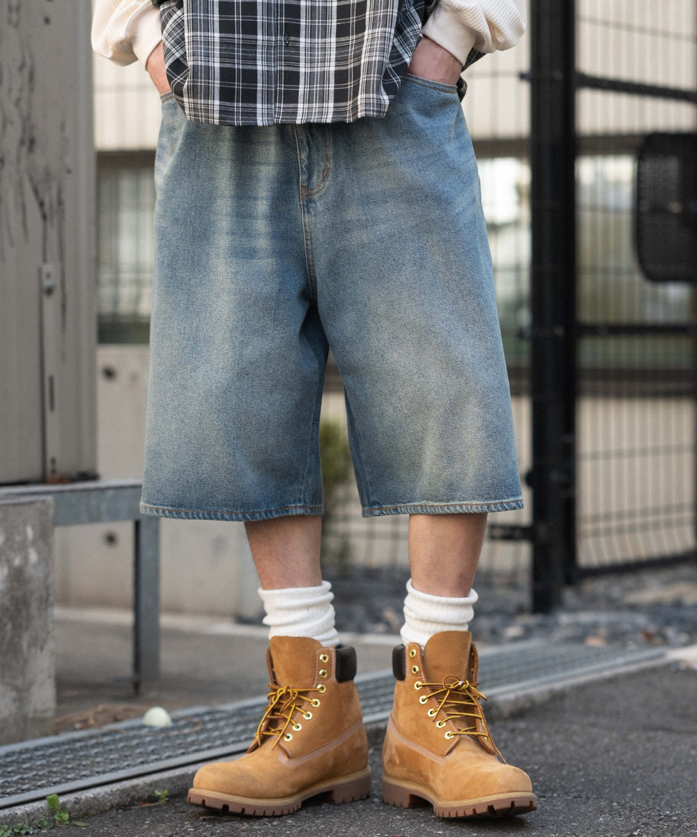 デニム中濃加工 モデル：182cm L着用