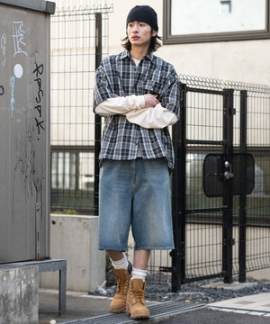 デニム中濃加工 モデル：182cm L着用