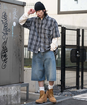 デニム中濃加工 モデル：182cm L着用