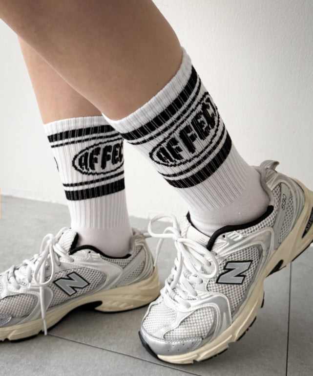 AFFECTロゴラインソックス(23-25cm)/ホワイト