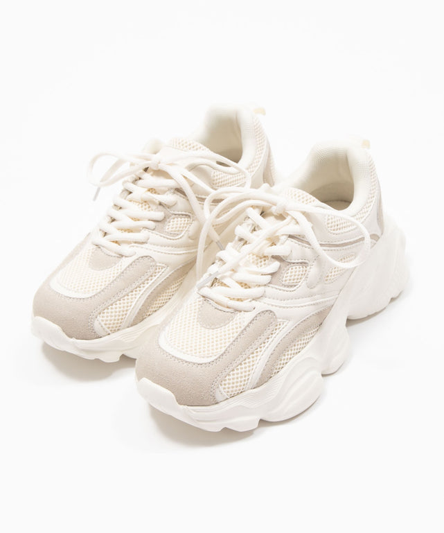 メッシュコンビ厚底スニーカー/オフホワイト