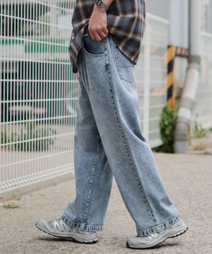 デニム淡加工 モデル：181cm L着用