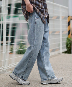 デニム淡加工 モデル：181cm L着用