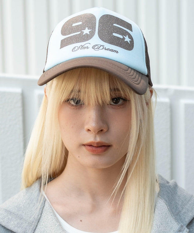 ナンバリングロゴメッシュキャップ/ブラウン