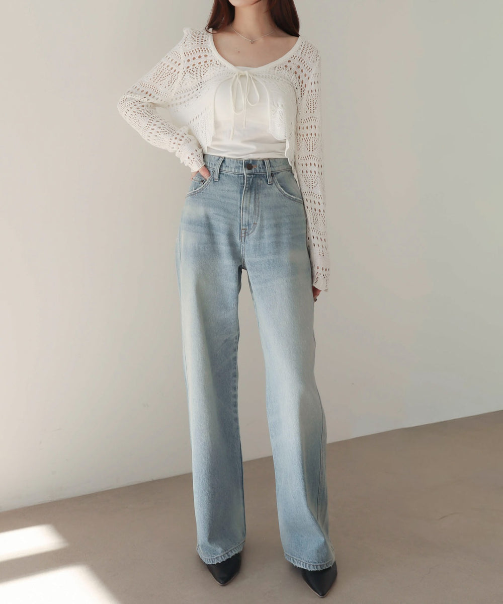 デニム淡加工 モデル：160cm M着用