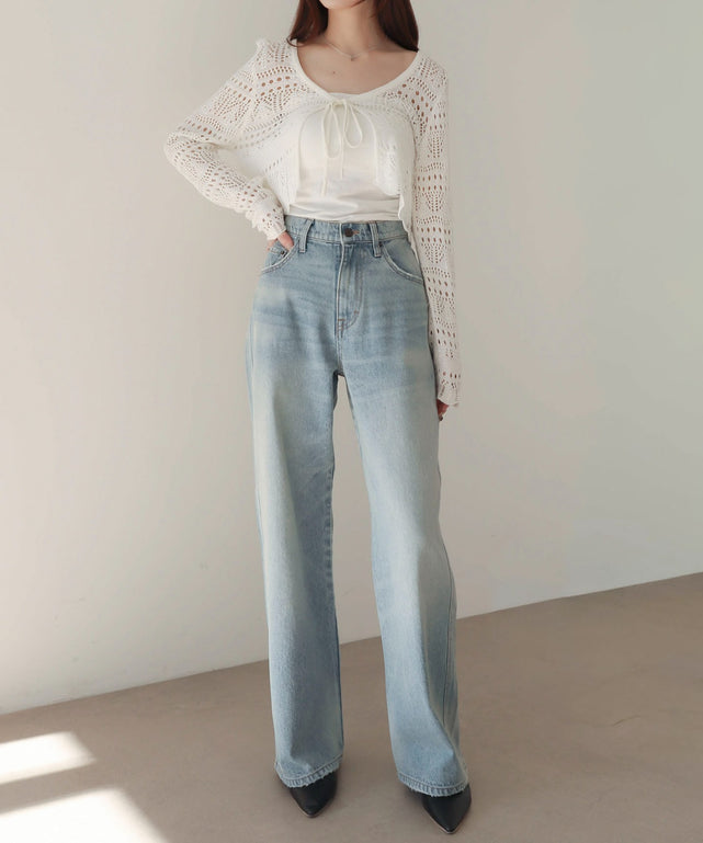 デニム淡加工 モデル：160cm M着用