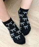 リボン総柄ショートソックス(23-25cm)/ブラック