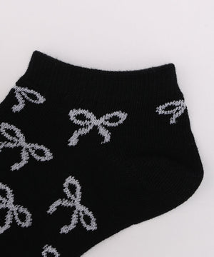 リボン総柄ショートソックス(23-25cm)