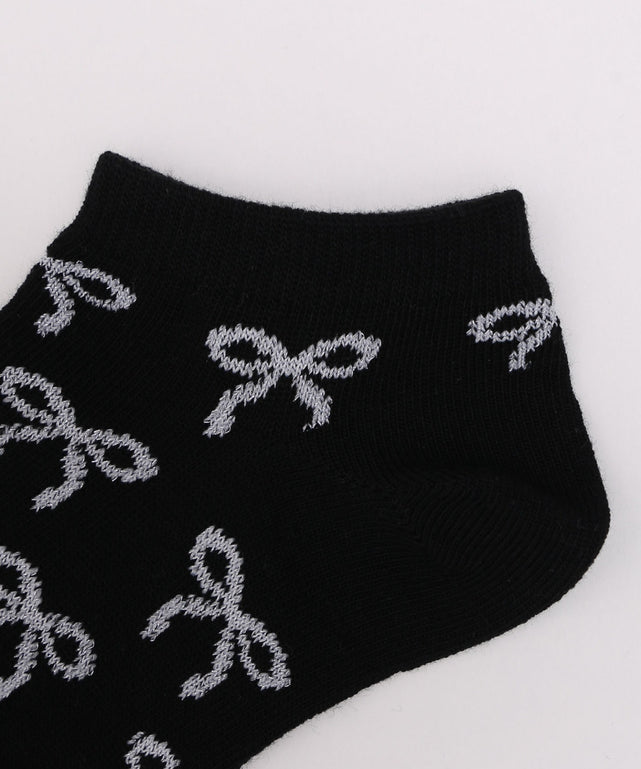 リボン総柄ショートソックス(23-25cm)