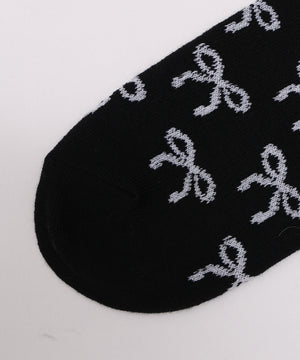 リボン総柄ショートソックス(23-25cm)