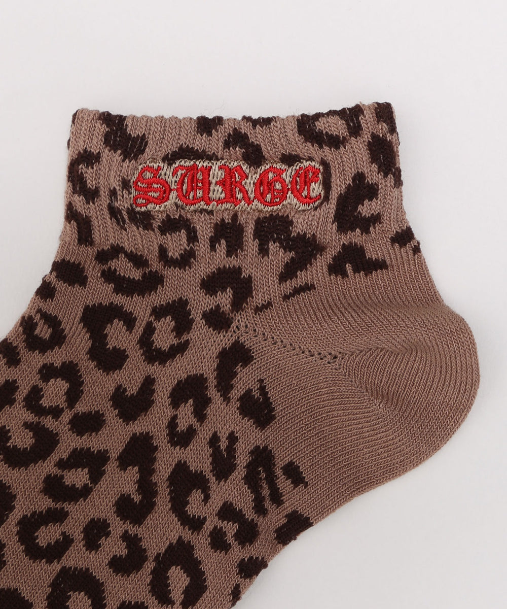 レオパード刺繍ロゴショートソックス(23-25cm)