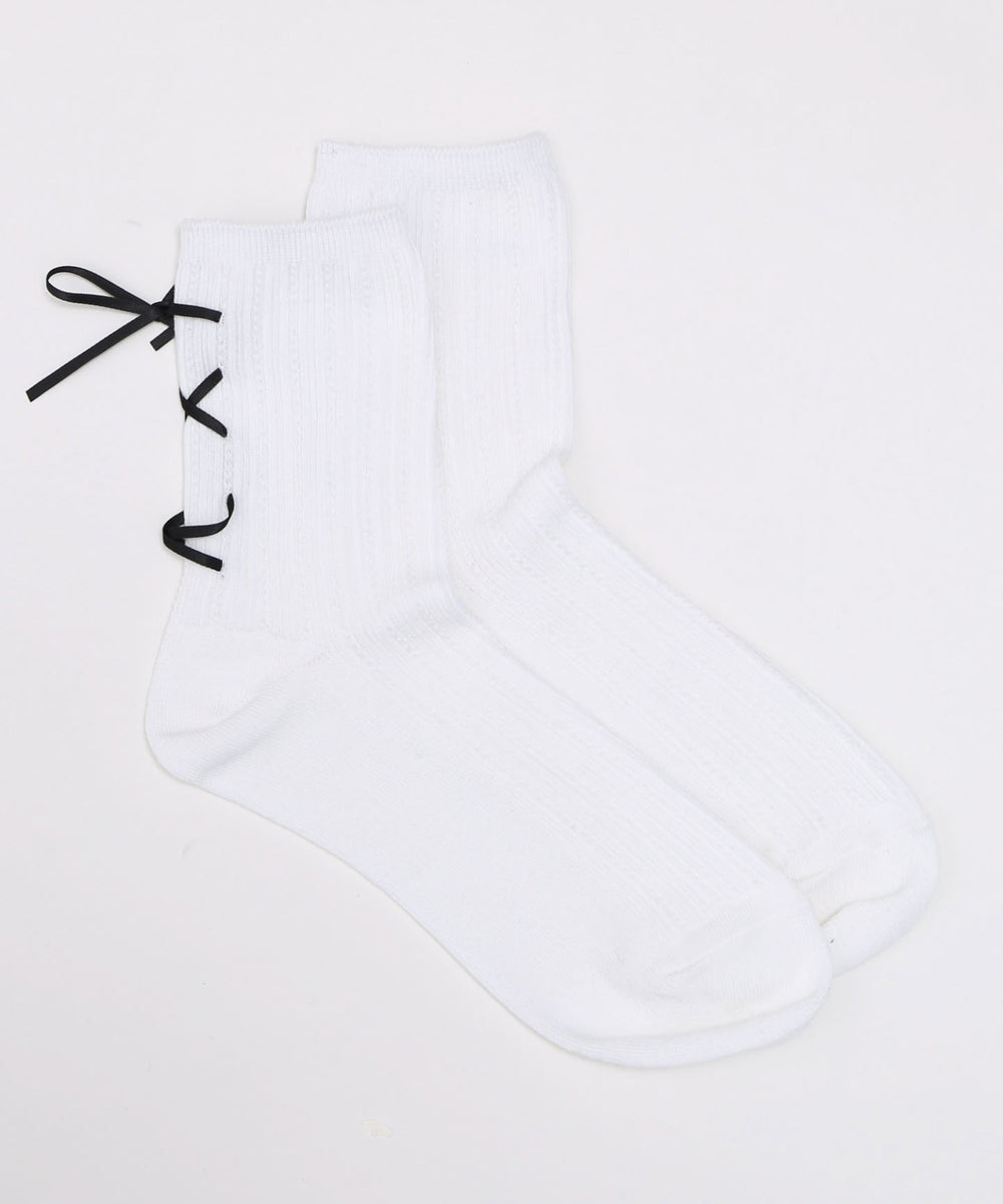レースアップバックリボンソックス(23-25cm)