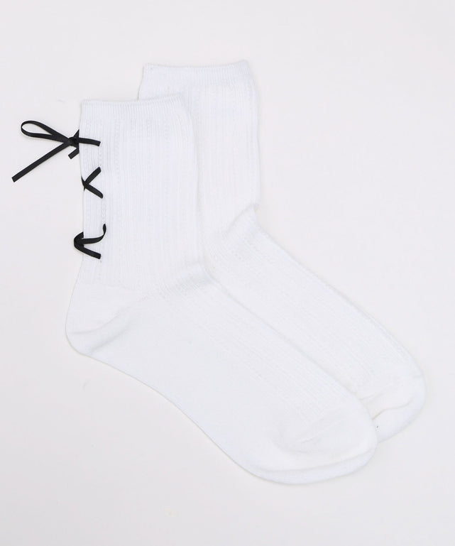 レースアップバックリボンソックス(23-25cm)