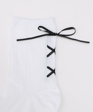 レースアップバックリボンソックス(23-25cm)