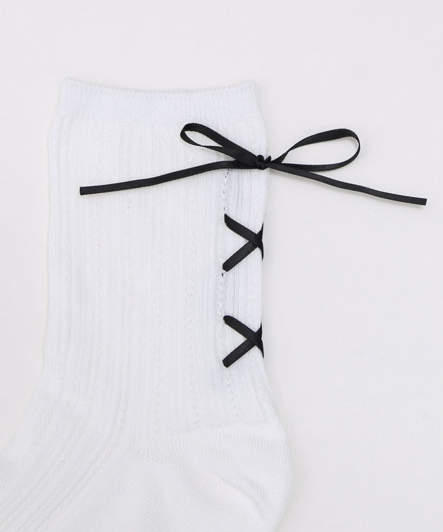レースアップバックリボンソックス(23-25cm)