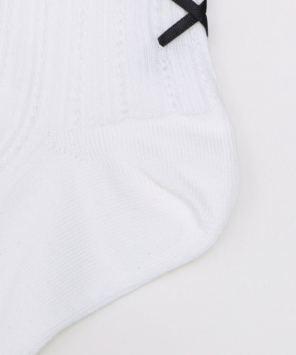 レースアップバックリボンソックス(23-25cm)