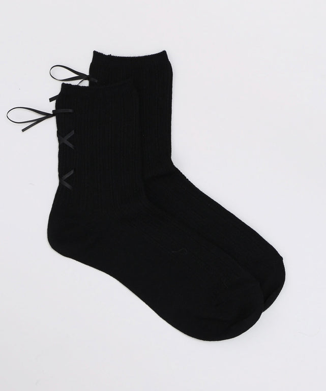 レースアップバックリボンソックス(23-25cm)