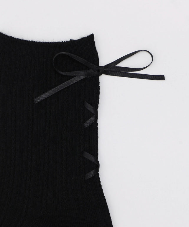 レースアップバックリボンソックス(23-25cm)