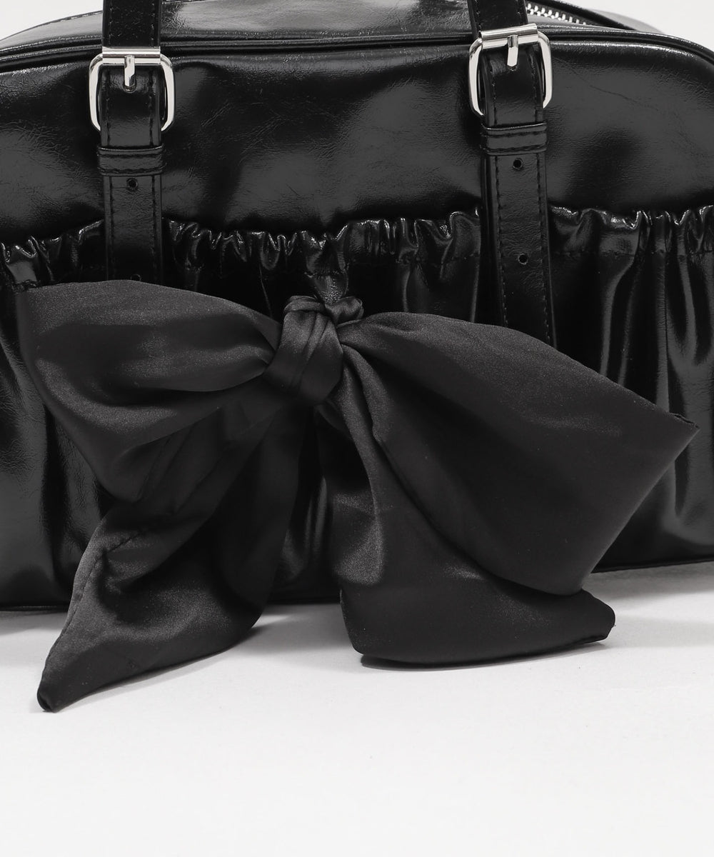 サテンリボンギャザーボストン