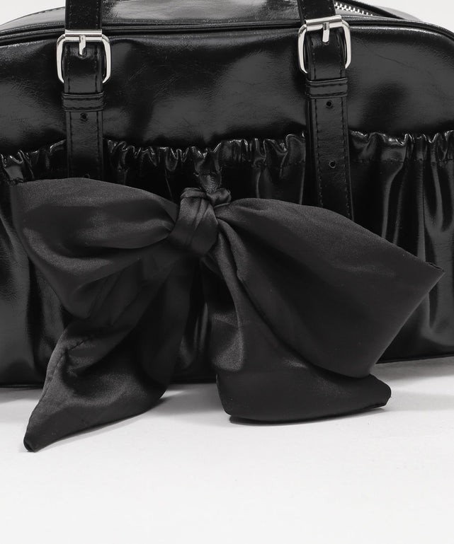 サテンリボンギャザーボストン