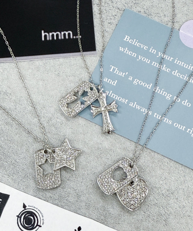 Lラインストーンダイカットネックレス