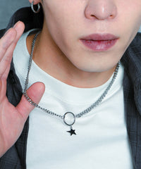 Mミニモチーフステンレスリングネックレス