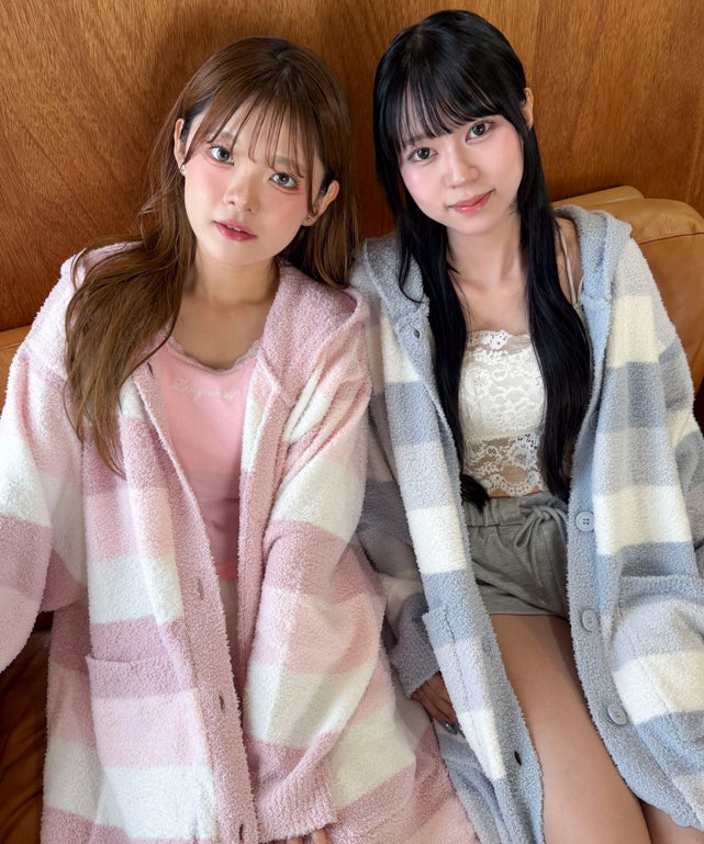 ボーダーゆるもこカーディガン