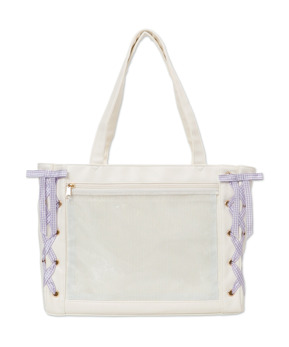 柄19（PUホワイト×ギンガムパープル）