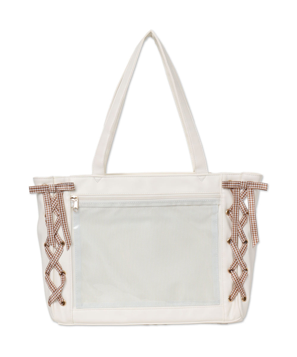 柄28（PUホワイト×ギンガムブラウン）