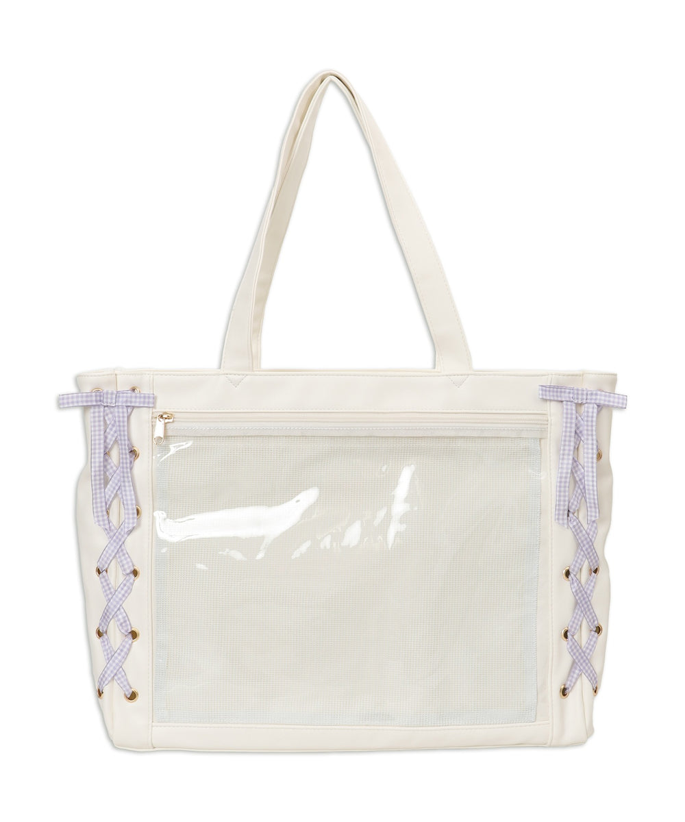 柄19（PUホワイト×ギンガムパープル）