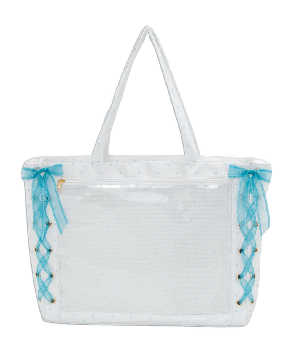 柄38(サテンドットホワイト×サックス)