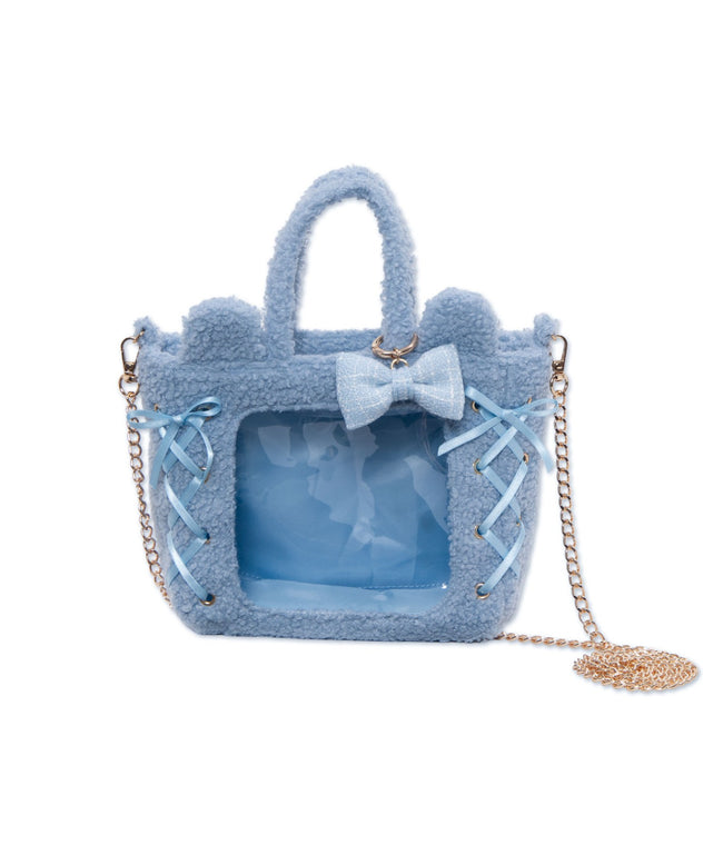 耳付きレースアップミニぬいショルダー/サックス