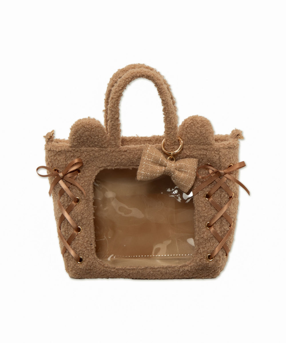 耳付きレースアップミニぬいショルダー