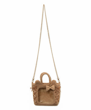 耳付きレースアップミニぬいショルダー