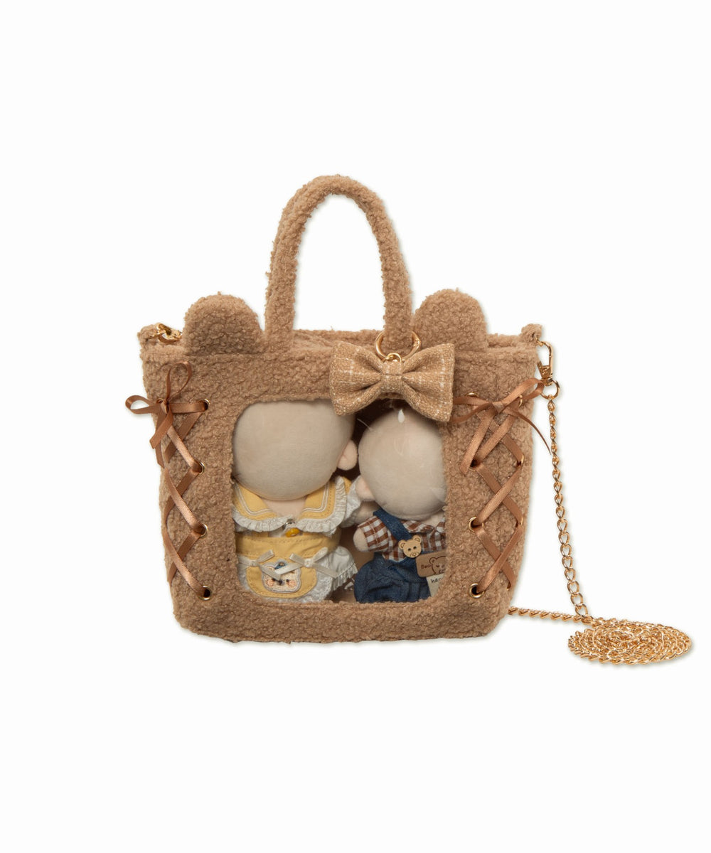 耳付きレースアップミニぬいショルダー