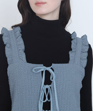 フロントリボンフリルキャミチュニック