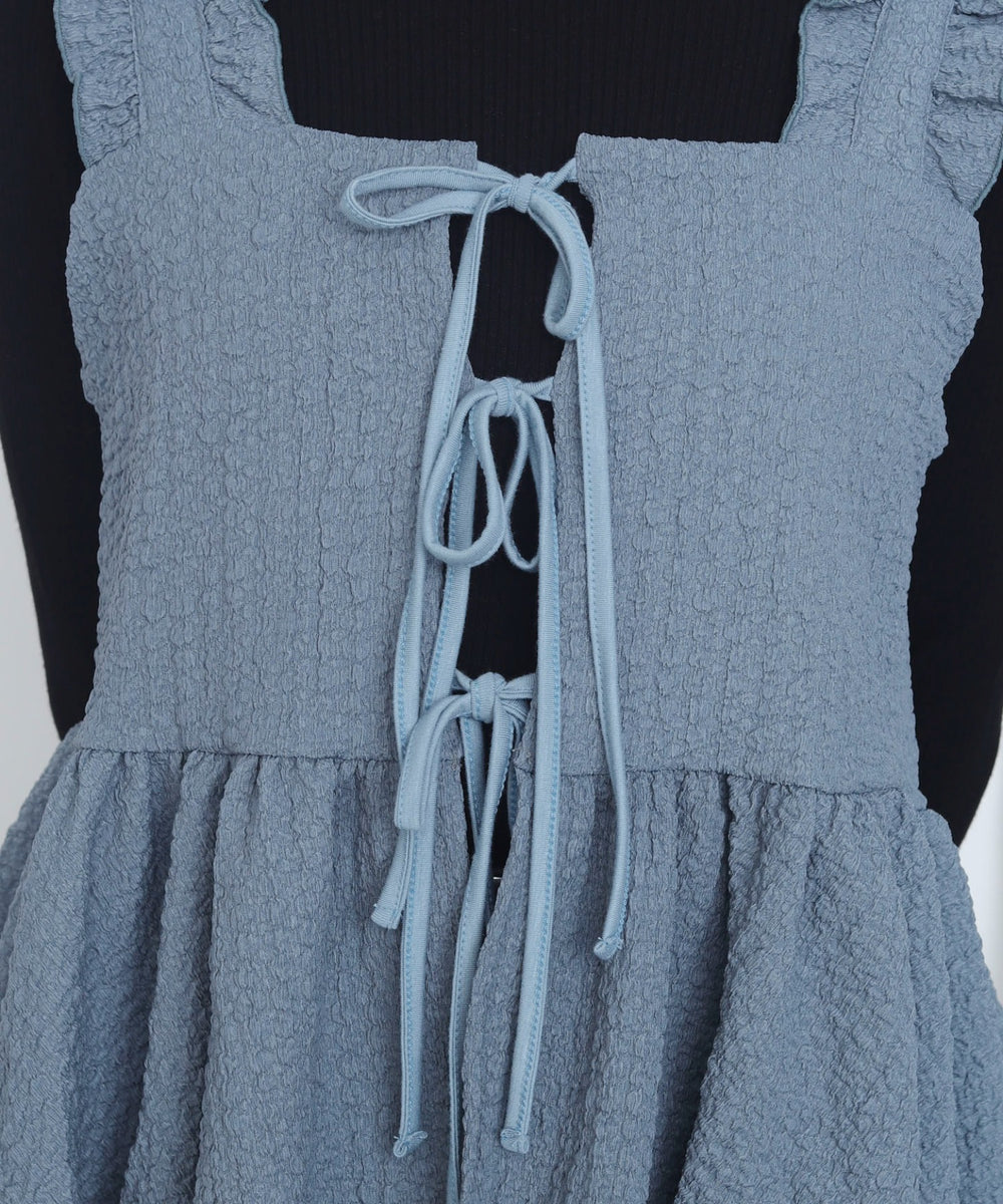 フロントリボンフリルキャミチュニック