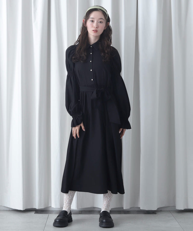 マムルークスリーブワンピース/ブラック　モデル：163cm M着用