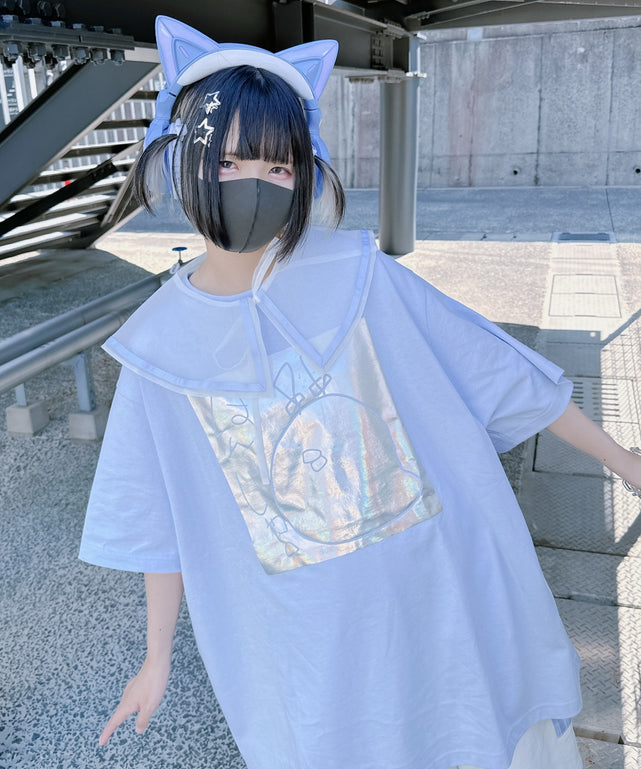 ステッカーじゃないよTシャツ/サックス