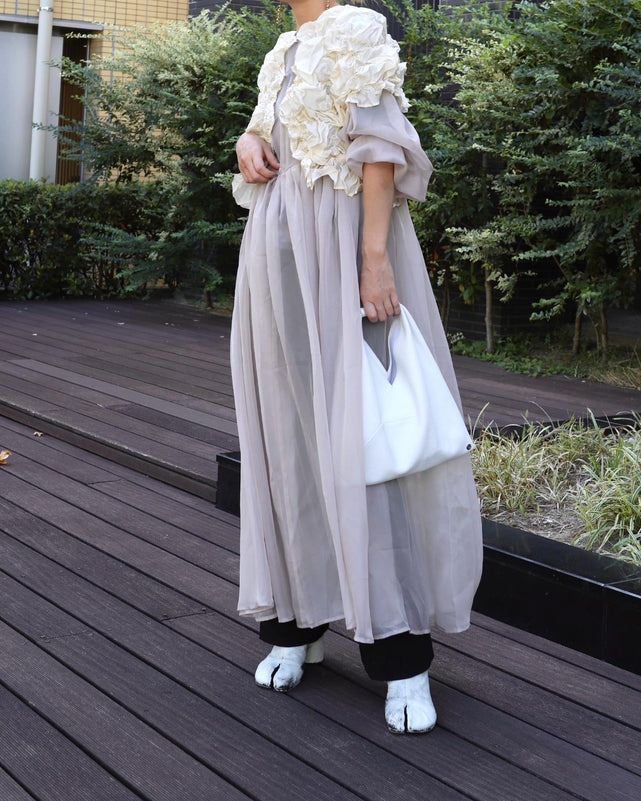 JENNE ジェンヌ オーガンジーボリュームワンピース ホワイト Mサイズ