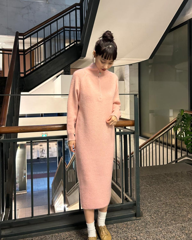 ハーフジップリブニットワンピース – WEGO ONLINE STORE