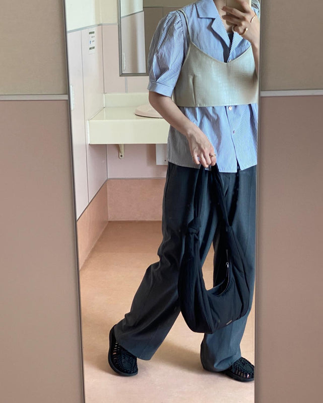 パフスリーブストライプシャツ