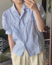 パフスリーブストライプシャツ