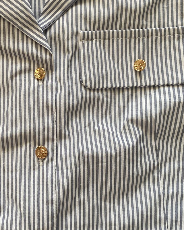 パフスリーブストライプシャツ