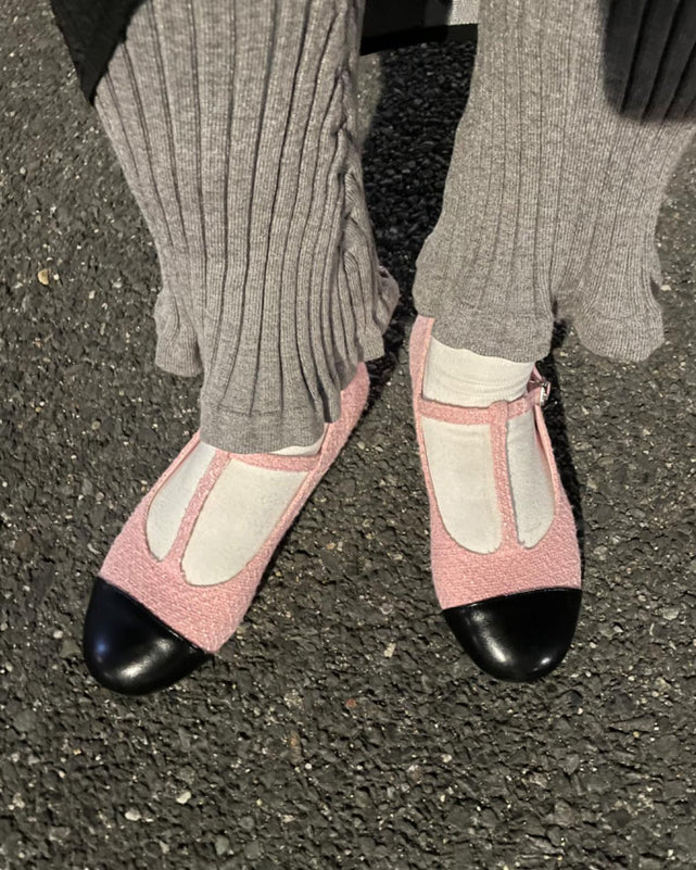 ツイードストラップパンプス