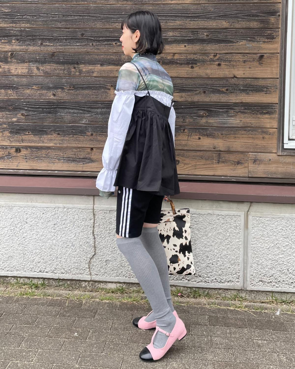 ツイードストラップパンプス