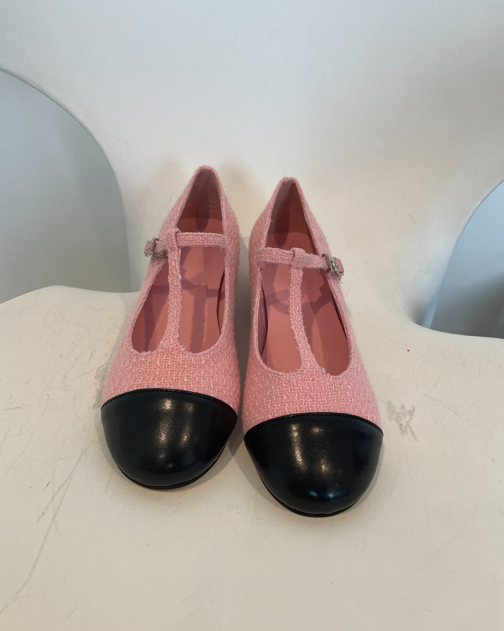 ツイードストラップパンプス