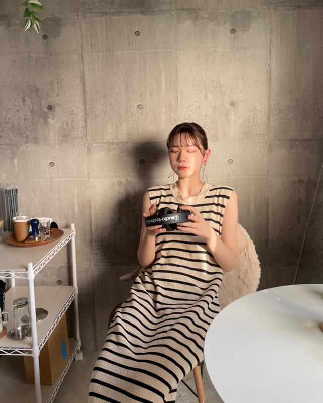 ボーダーロングワンピース